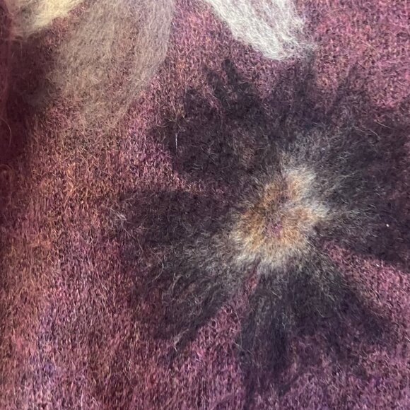 GIGI Woman Cashemere Mohaire Purple Floral Sweater - Picture 6 of 12